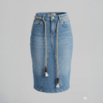 Genç Kız Halat Kemerli Denim Uzun Etek | 7-16 Yaş