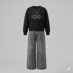 Kız Çocuk Taş İşlemeli Sweatshirt ve Jean Pantolon İkili Takım - Görsel 2