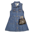 Kız Çocuk Klasik Denim Jile ve Kapitoneli Mini Çanta Seti | 6-9 Yaş - Görsel 2