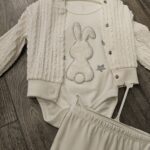 Babyim Kapüşonlu Tavşan Baskılı Kız Bebe Üçlü Takım - Görsel 2