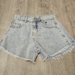 Kız Çocuk Fiyonk Nakışlı Taşlı Denim Şort - Görsel 2
