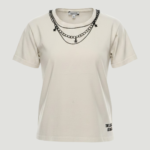 Kız Zincir Detaylı Bej T-Shirt 11-14 Yaş