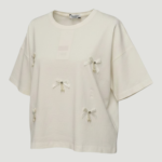 Genç Kız İnci ve Fiyonk Detaylı Oversize T-Shirt 11-14 Yaş - Görsel 4
